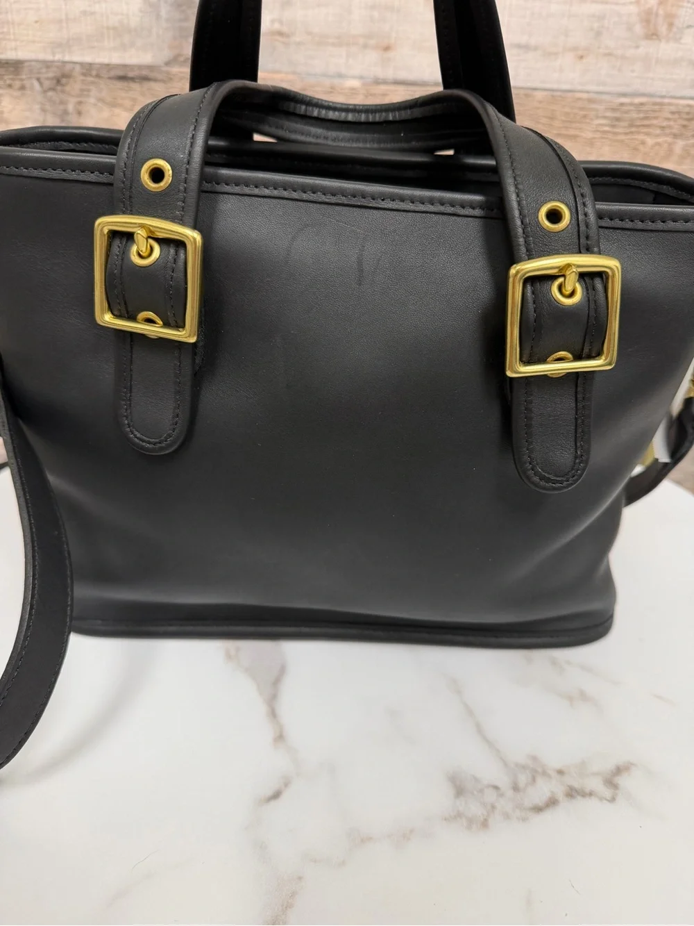 Coach Black Leather Legacy Satchel 9063 With Gold Buckle